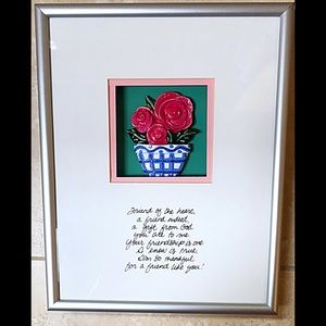 Friendship Art 3D Porcelain Flower Pot W/Saying,